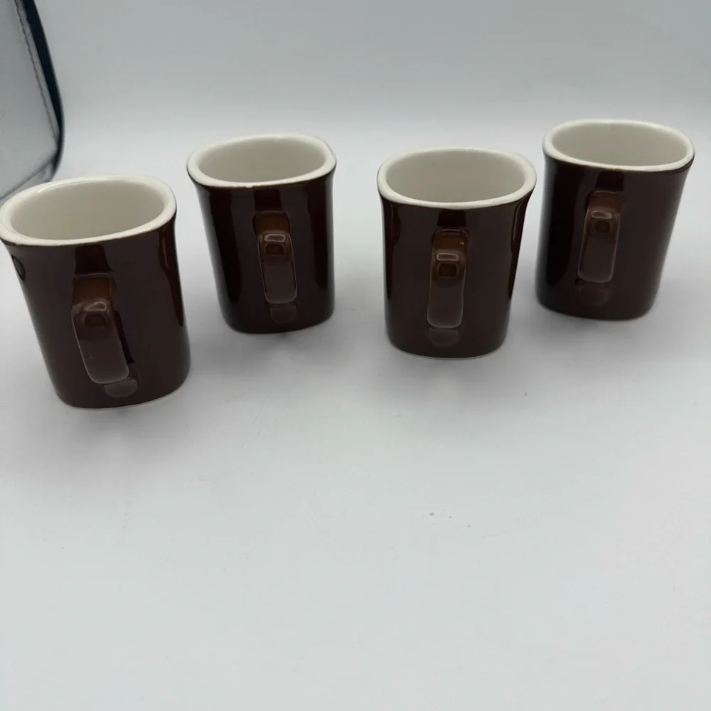 4 Crate & Barrel demitasse chocolate Brown Expresso Mugs 4oz w/ Tags